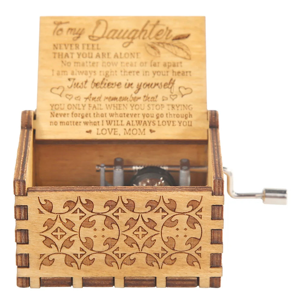 Wooden Hand Crank Music Box