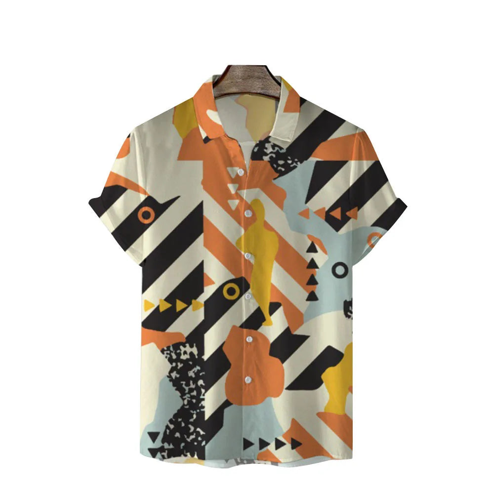 Men’s Floral Hawaiian Shirt – Summer Lapel Short Sleeve Casual Top