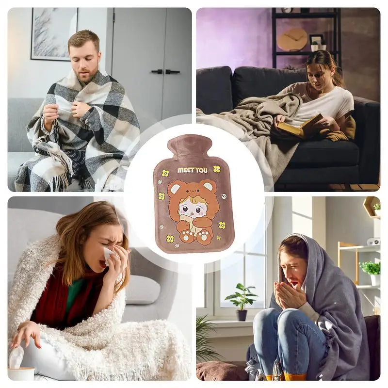 Plush Hot Water Bottle – Soft Portable Bed & Foot Warmer