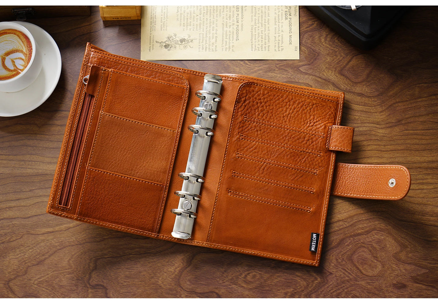 Full Grain Leather Planner with Rings – Personal Size Organizer