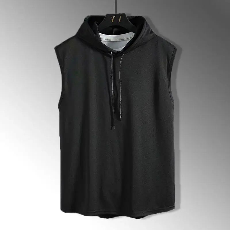 Men’s Solid Color Hooded Tank Top