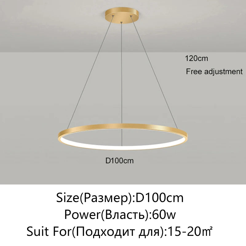 Modern Round LED Pendant Light – Black/White Minimalist Chandelier