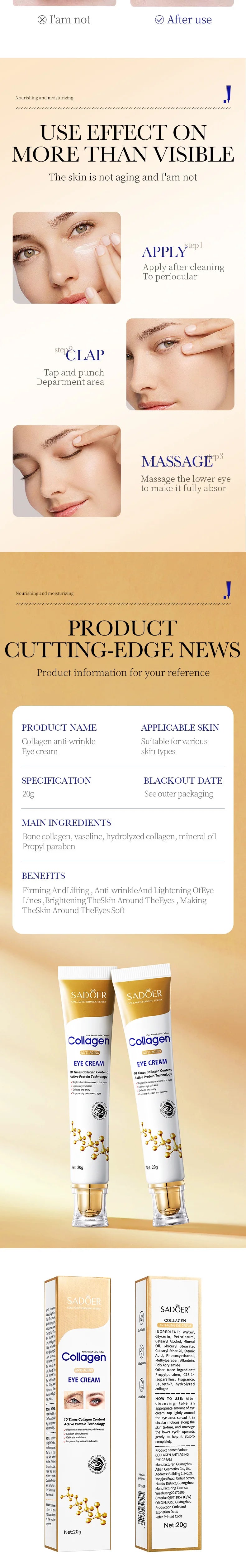 Collagen Eye Cream – Anti Dark Circles, Puffiness & Firming Care