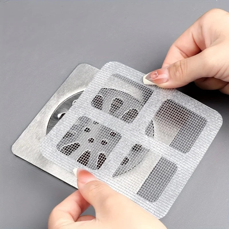 Disposable Shower Drain Hair Catchers – Mesh Stickers for Bathroom