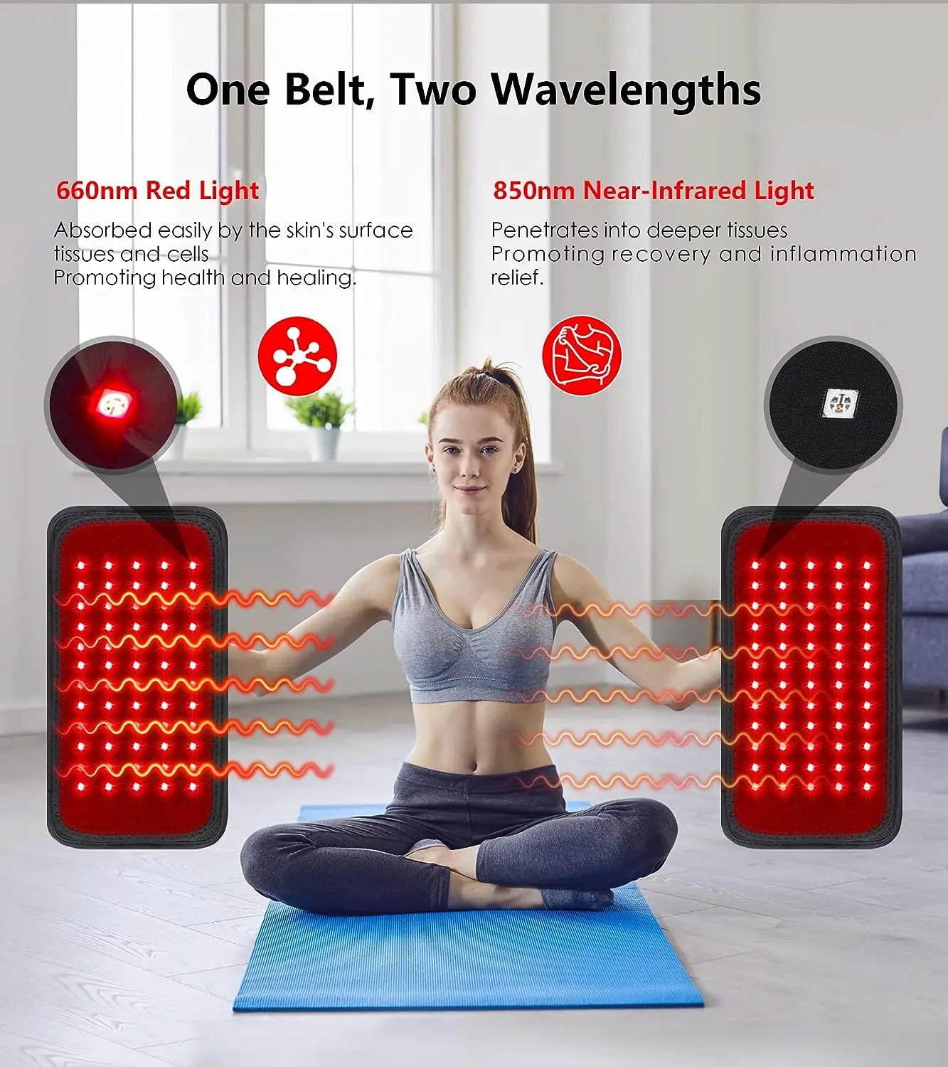 Red & Infrared Light Therapy Belt – 850nm & 660nm Fat Burning Waist Wrap