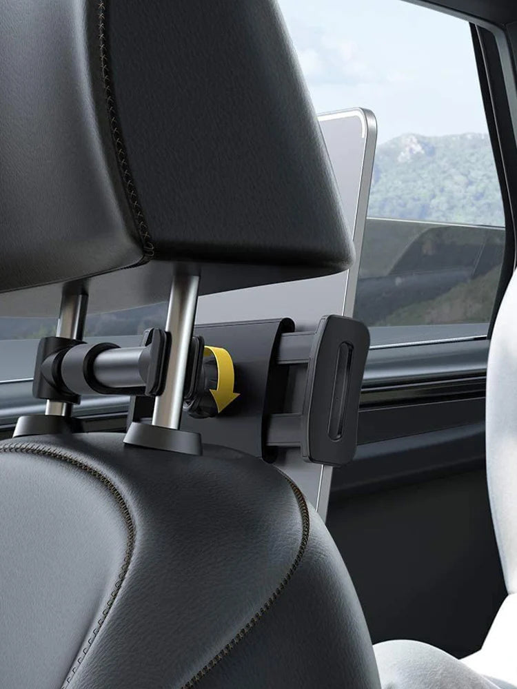 Adjustable Car Headrest Tablet & Phone Holder | 360° Rotation Mount