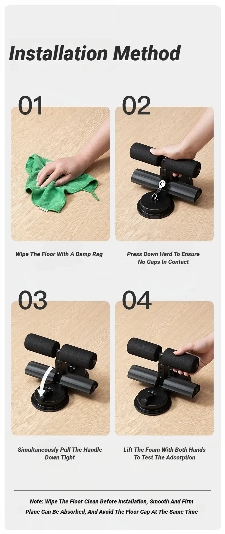 Abdominal Sit-Up Equipment with Suction Cups & Ankle Support