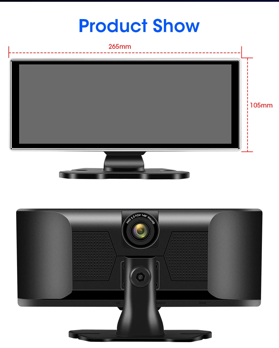 4K Dual Lens Car DVR Dash Cam with CarPlay, Android Auto, GPS, WiFi
