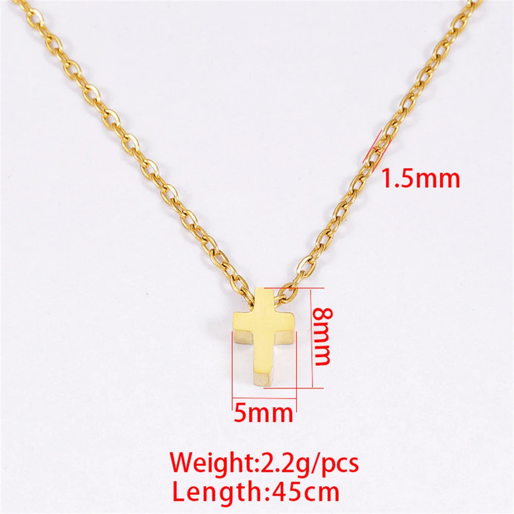Gold Cross Necklace for Women – Stainless Steel Jesus Pendant