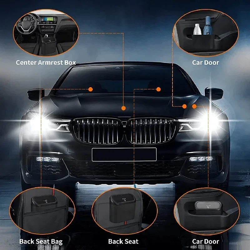 Leak-Proof Car Trash Can with Lid & 60 Garbage Bags – Mini Bin
