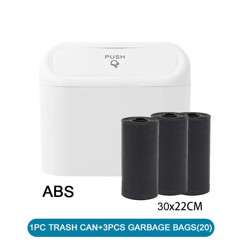 Leak-Proof Car Trash Can with Lid & 60 Garbage Bags – Mini Bin