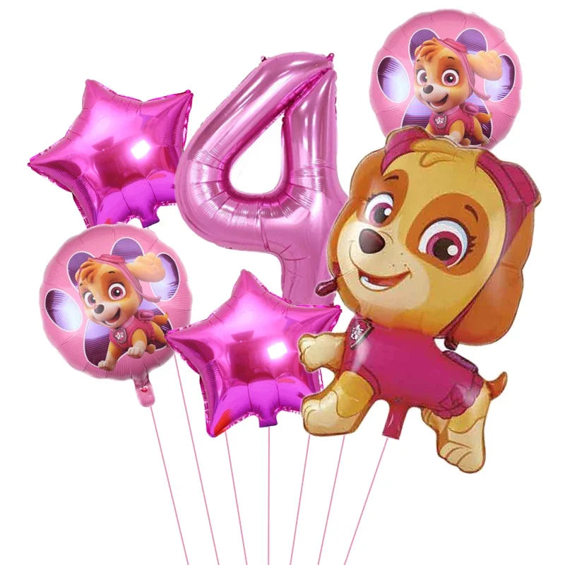 6pcs Paw Patrol Foil Balloons – Kids Birthday Party Decorations