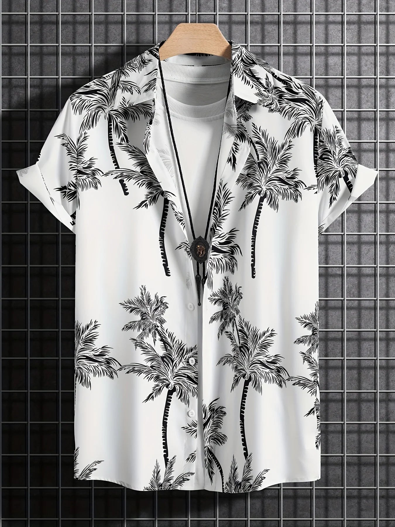 Men’s Palm Tree Shirt – Casual Hawaiian Short Sleeve Top