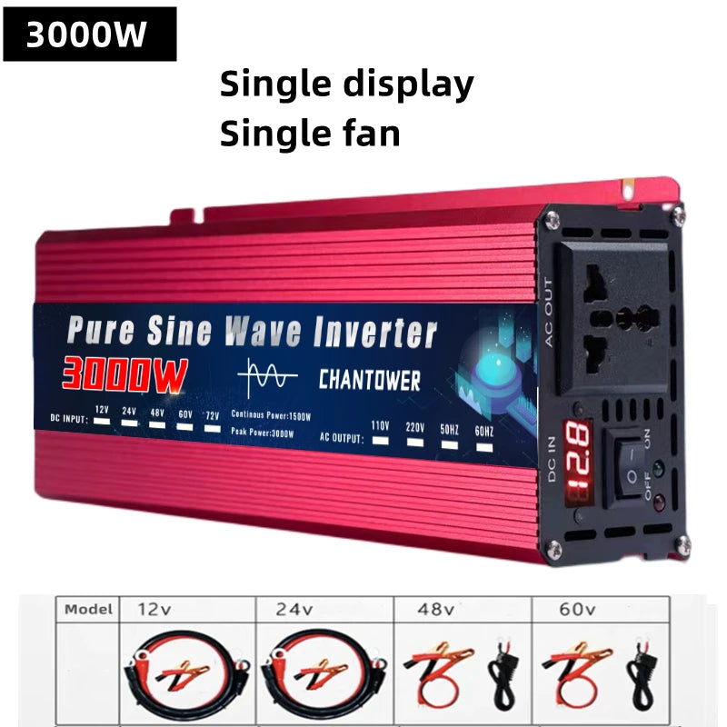 Pure Sine Wave Inverter DC to AC – 12V/24V to 110V/220V 2000–5000W