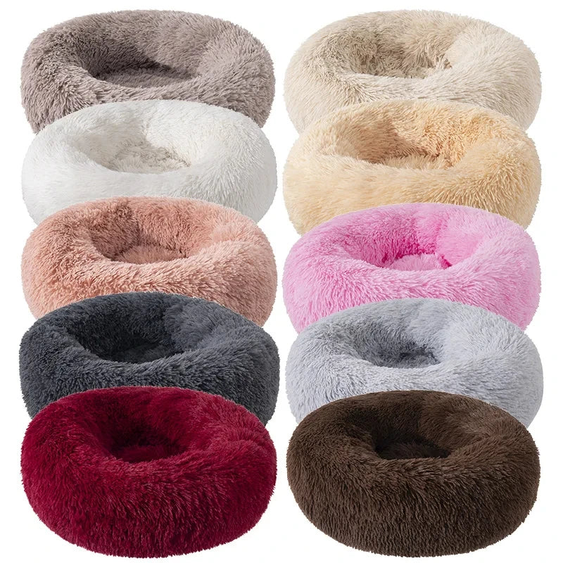 Round Plush Pet Bed – Soft Sleeping Cushion for Cats & Dogs