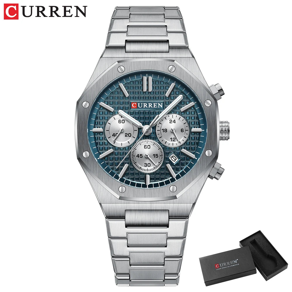 Casual Stainless Steel Quartz Watch – Waterproof Men’s Chronograph