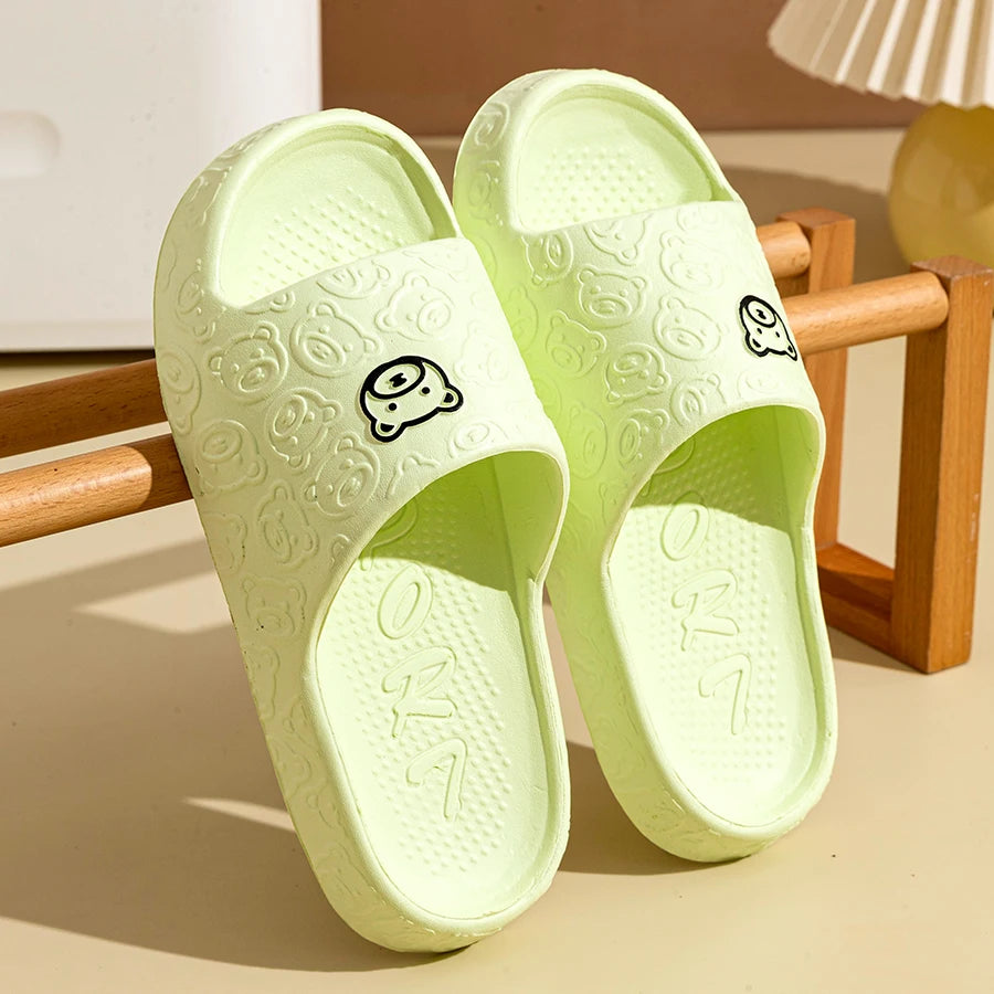 Summer Bear Print Slippers Non-Slip