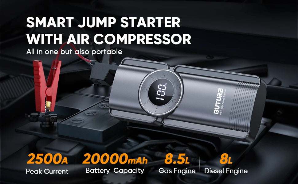 4-in-1 Jump Starter – 150PSI Air Compressor & 20000mAh Power Bank
