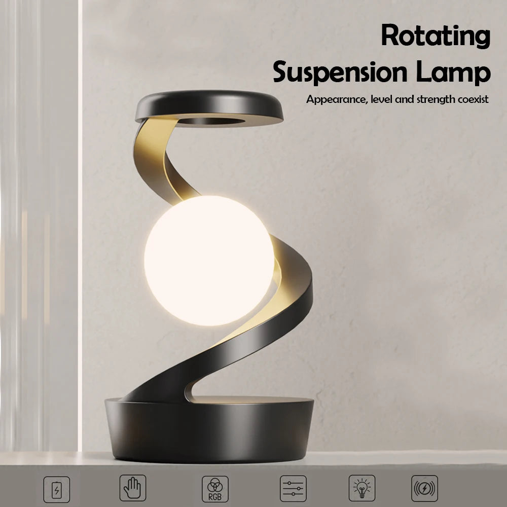 LED 360° Levitating Night Light – Wireless Charging Desk Lamp