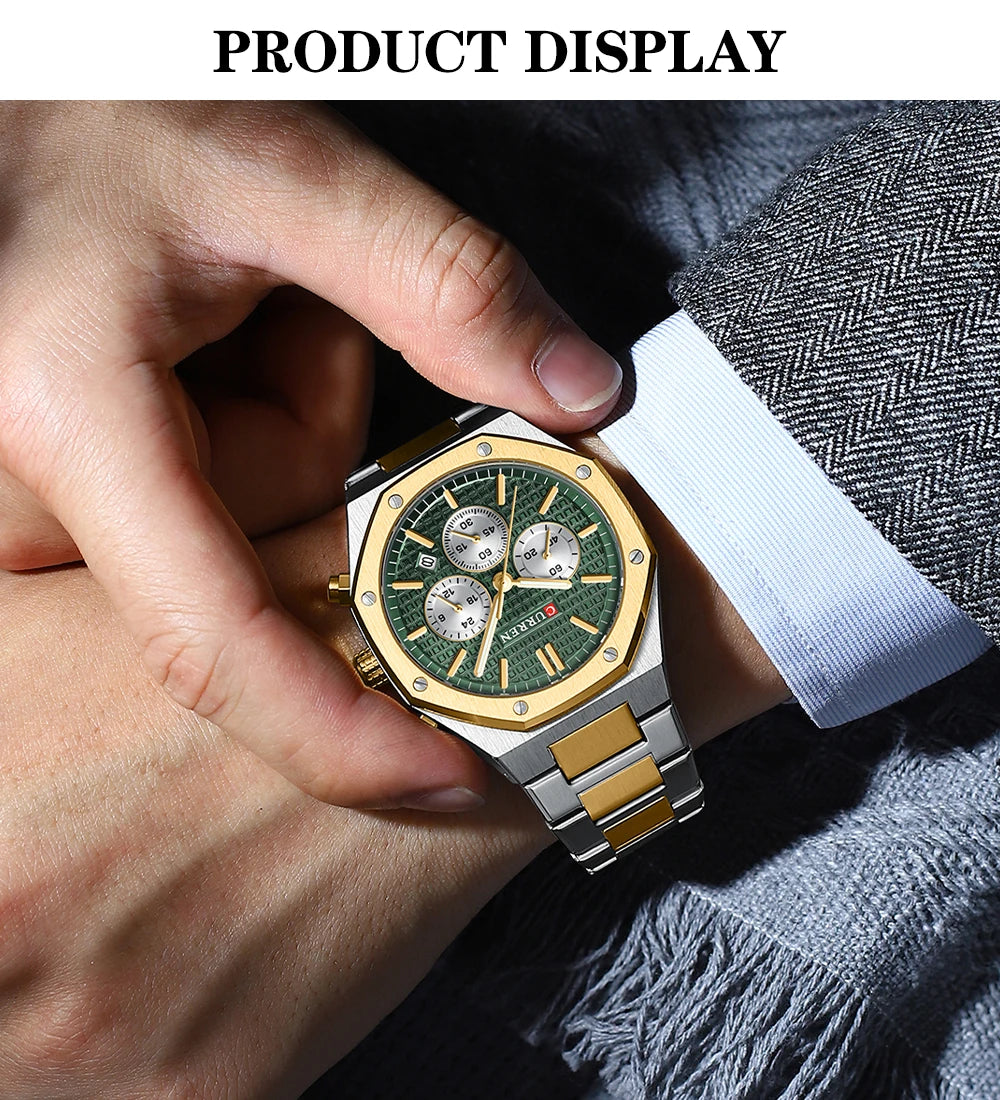 Casual Stainless Steel Quartz Watch – Waterproof Men’s Chronograph