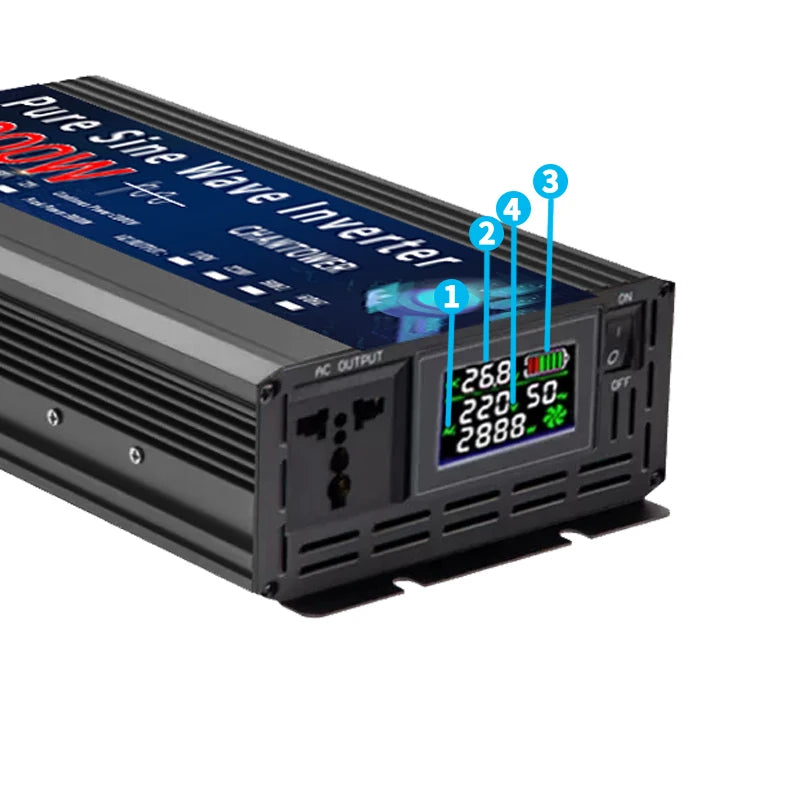 Pure Sine Wave Inverter DC to AC – 12V/24V to 110V/220V 2000–5000W