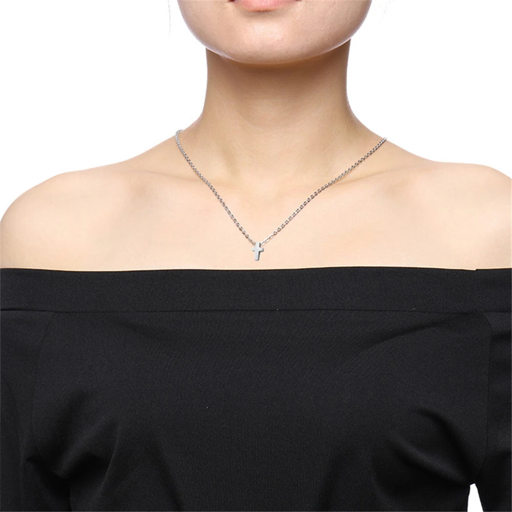 Gold Cross Necklace for Women – Stainless Steel Jesus Pendant