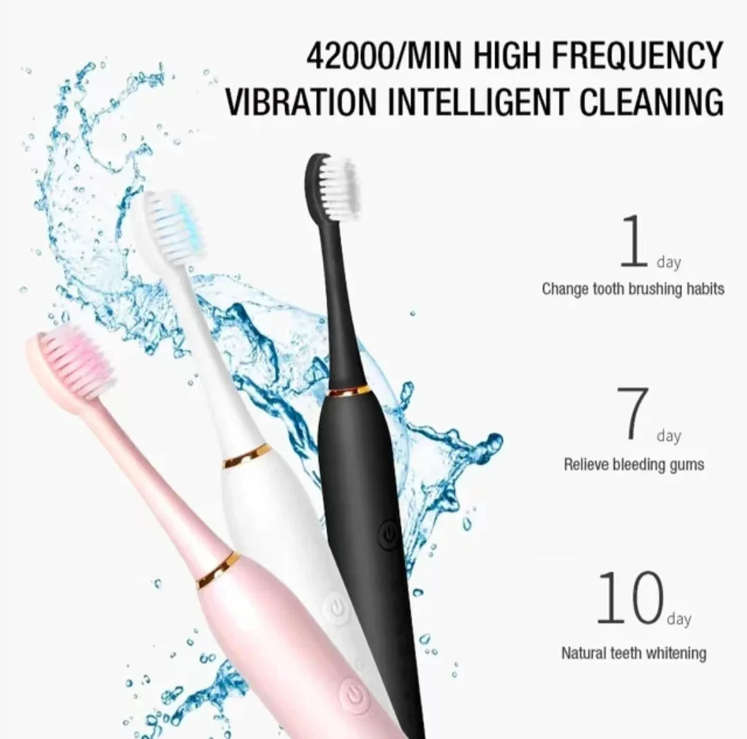 Sonic Electric Toothbrush for Adults | 3 DuPont Heads, USB Rechargeable, IPX7 Waterproof