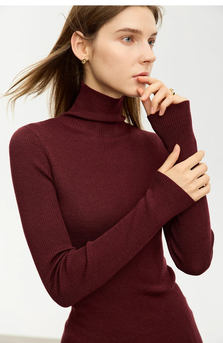Women’s Slim Fit Turtleneck Sweater – Warm High Elastic Pullover