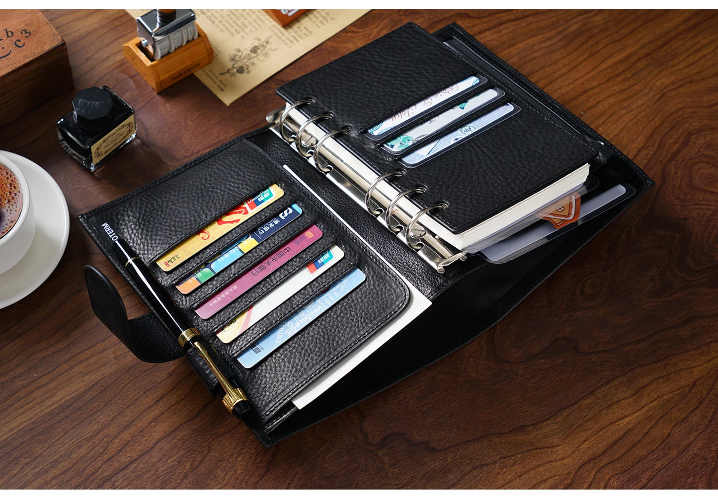 Full Grain Leather Planner with Rings – Personal Size Organizer