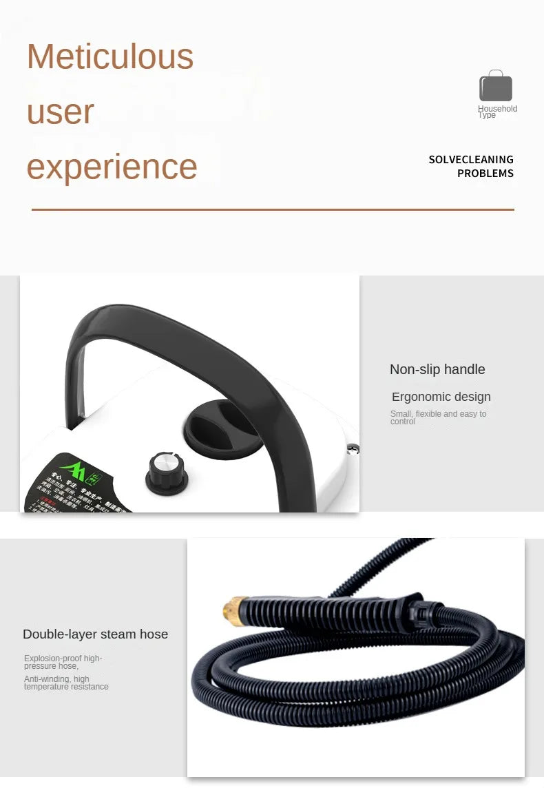 High Temp Steam Cleaner–Home & Car Steaming Device with 110V/220V Plug