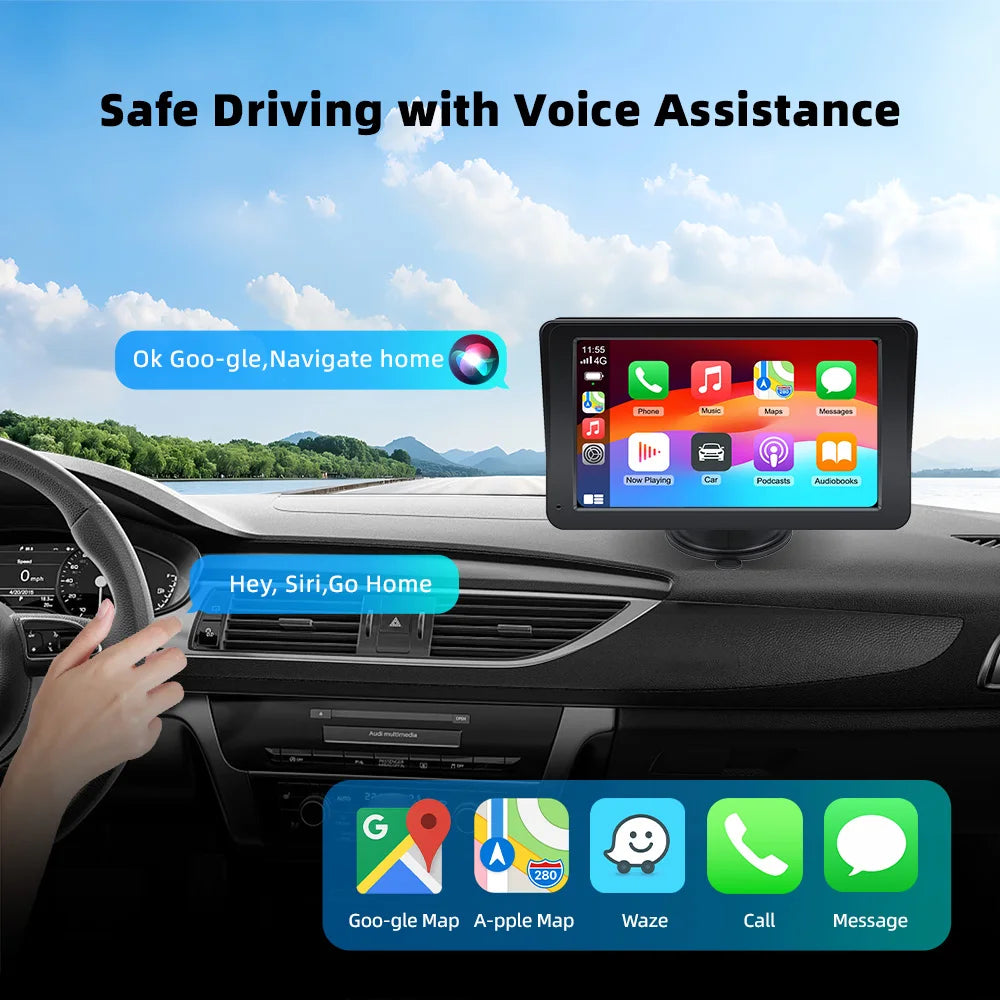 Universal 7" Car Radio Touch Screen with Apple CarPlay & Android