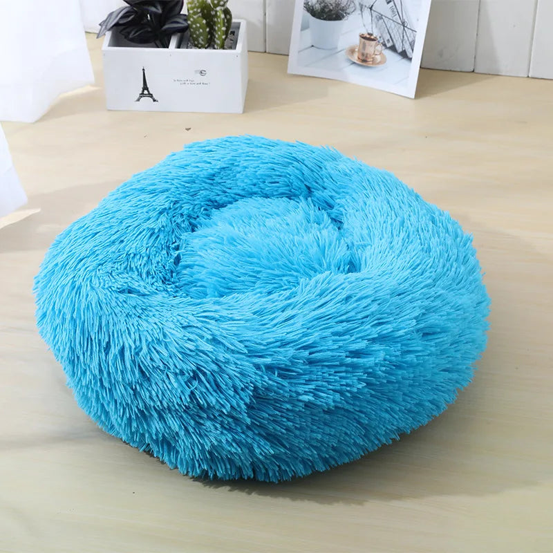 Round Plush Pet Bed – Soft Sleeping Cushion for Cats & Dogs