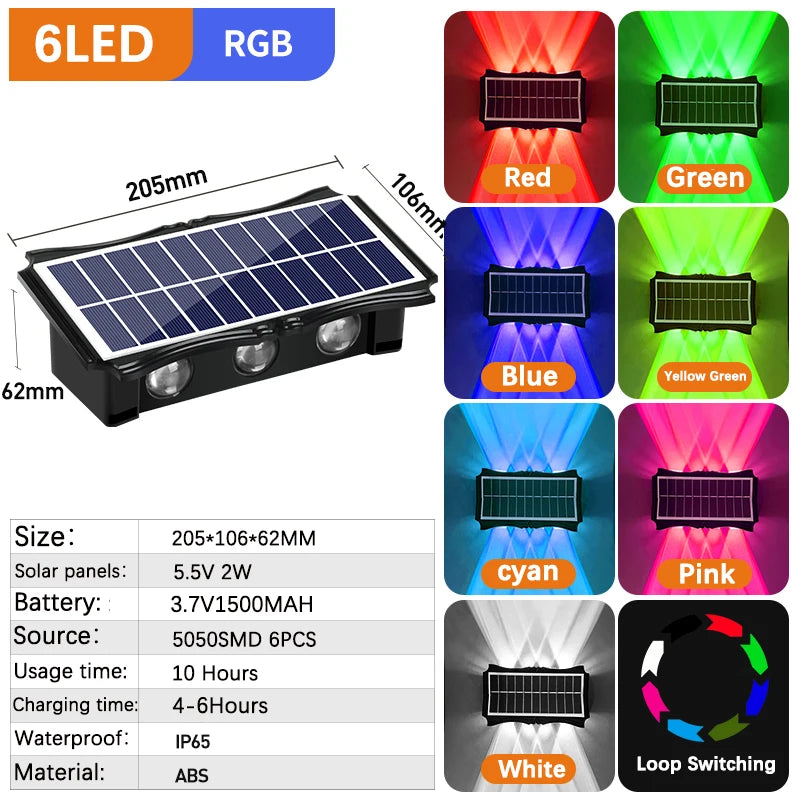 Solar LED Outdoor Wall Light – Waterproof Up & Down Lamp