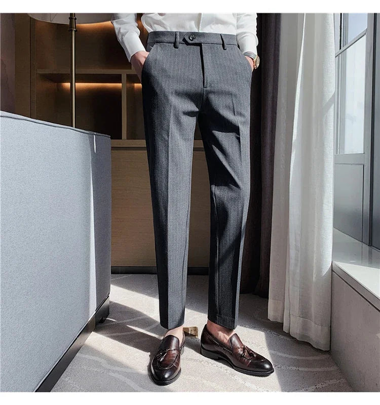 Cartmela Men’s Black Striped Suit Pants