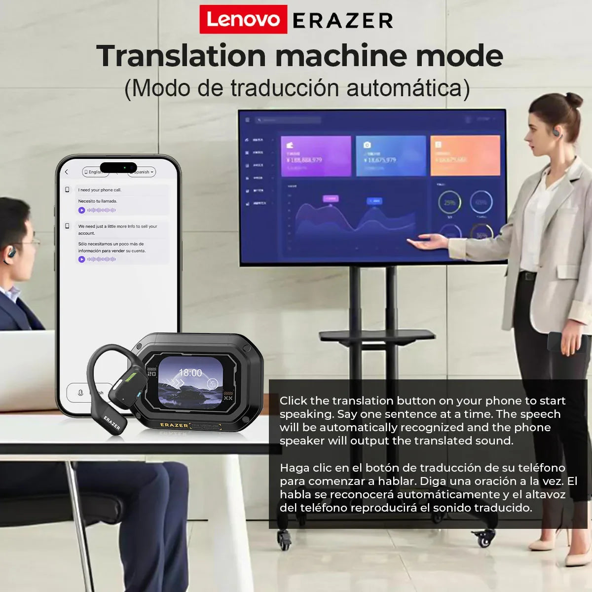 Translator Erazer XP6 AI Bluetooth Earphones with Sleep & ASMR Mode