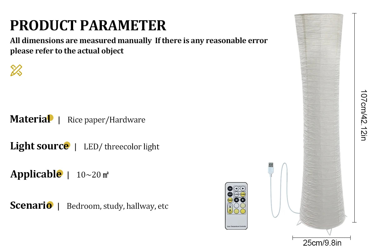 Three-Color Paper Lampshade LED Floor Lamp