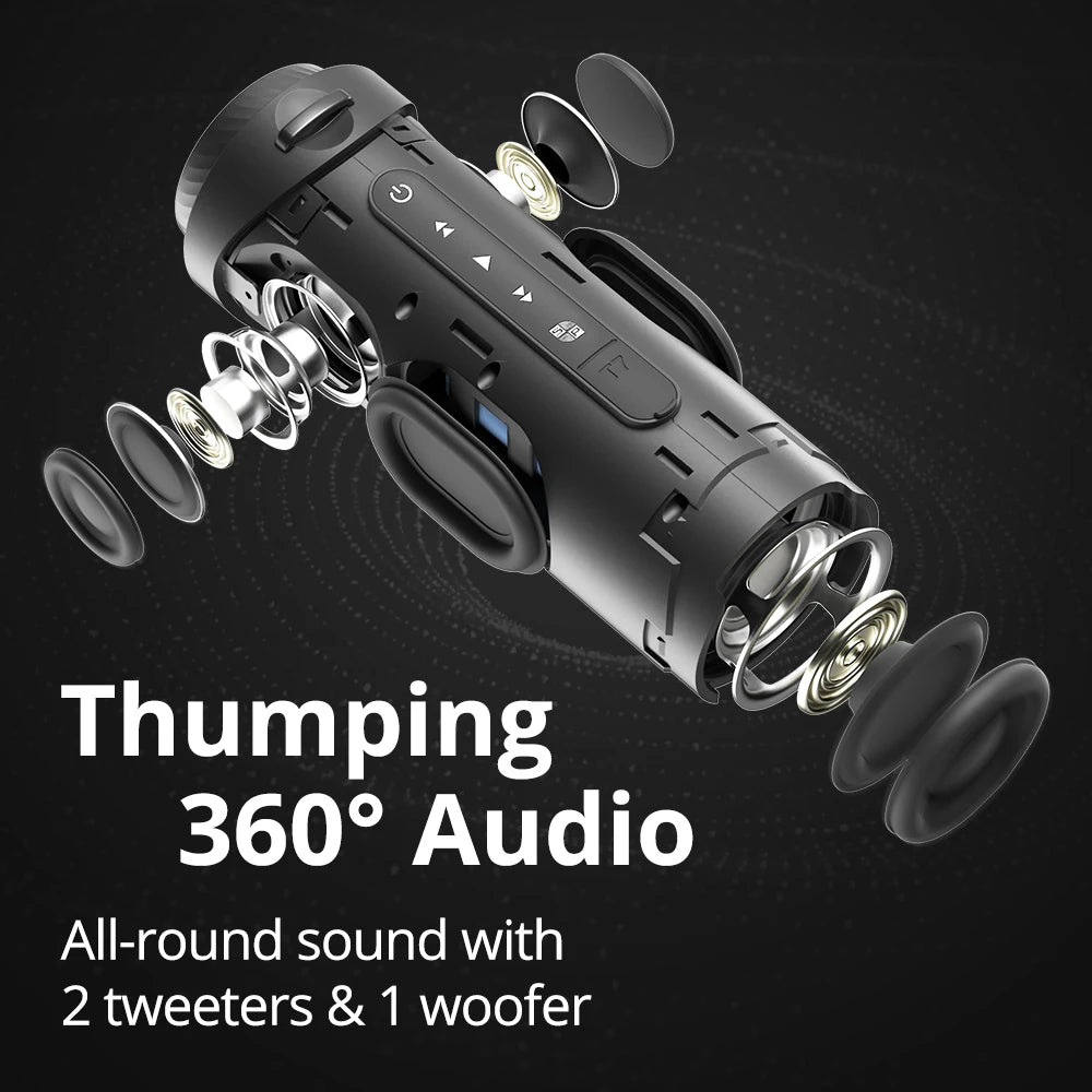 Portable Bluetooth Speaker – 360° Sound, LED Lights, App Control