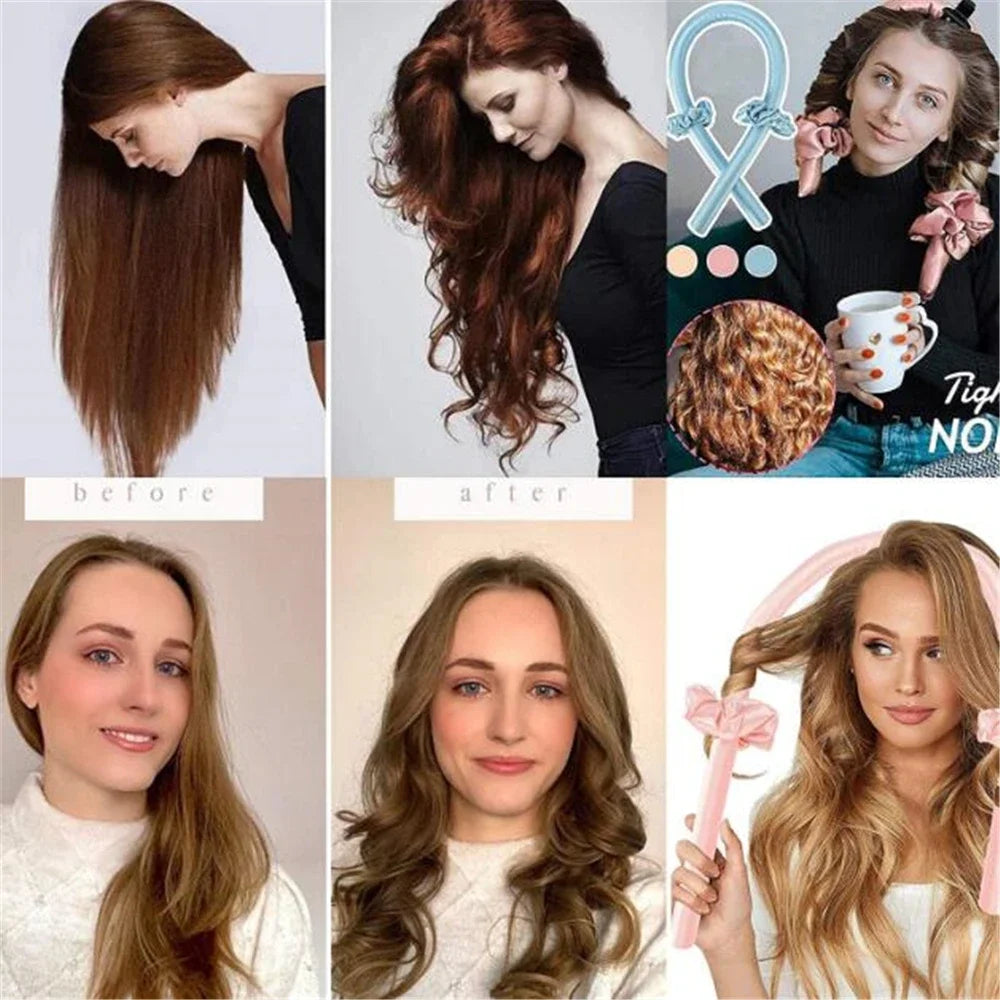 Silk Heatless Curling Rod – No-Heat Ribbon Hair Roller Headband
