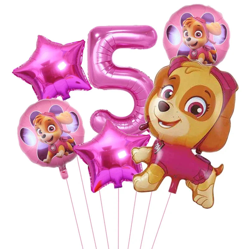 6pcs Paw Patrol Foil Balloons – Kids Birthday Party Decorations