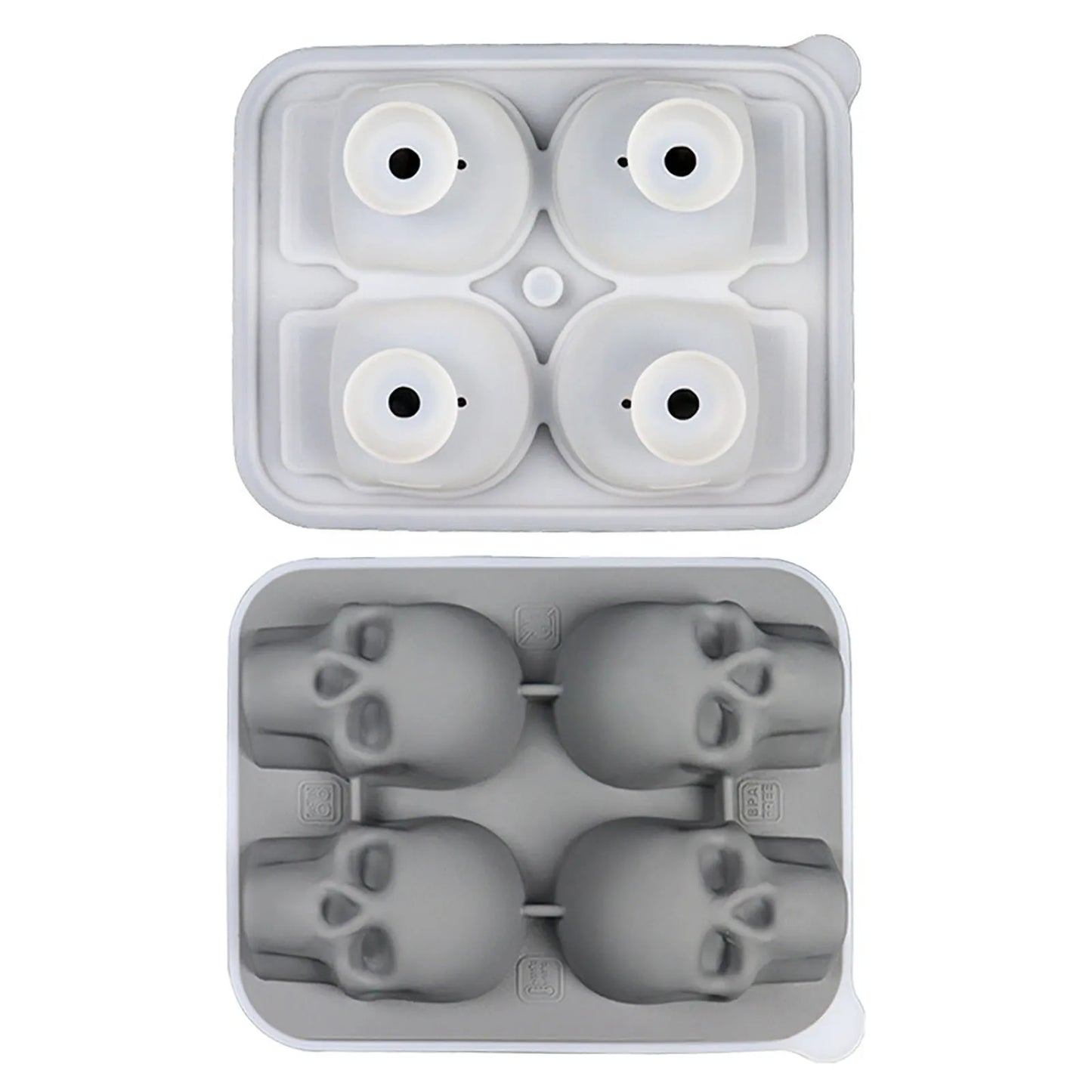 3D Skull Ice Cube Mold Tray with Lid – Silicone Whiskey Molder