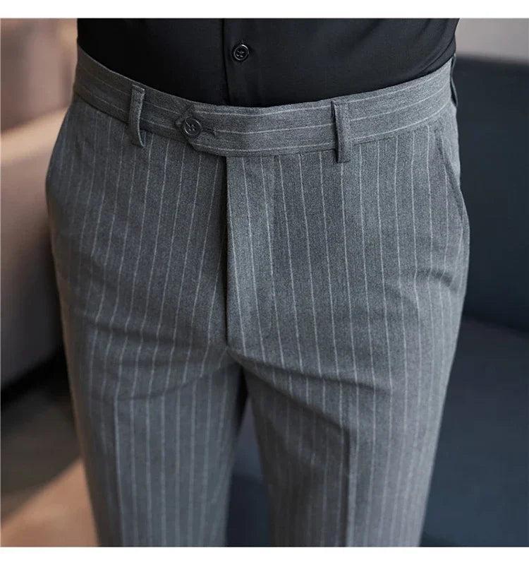 Cartmela Men’s Black Striped Suit Pants