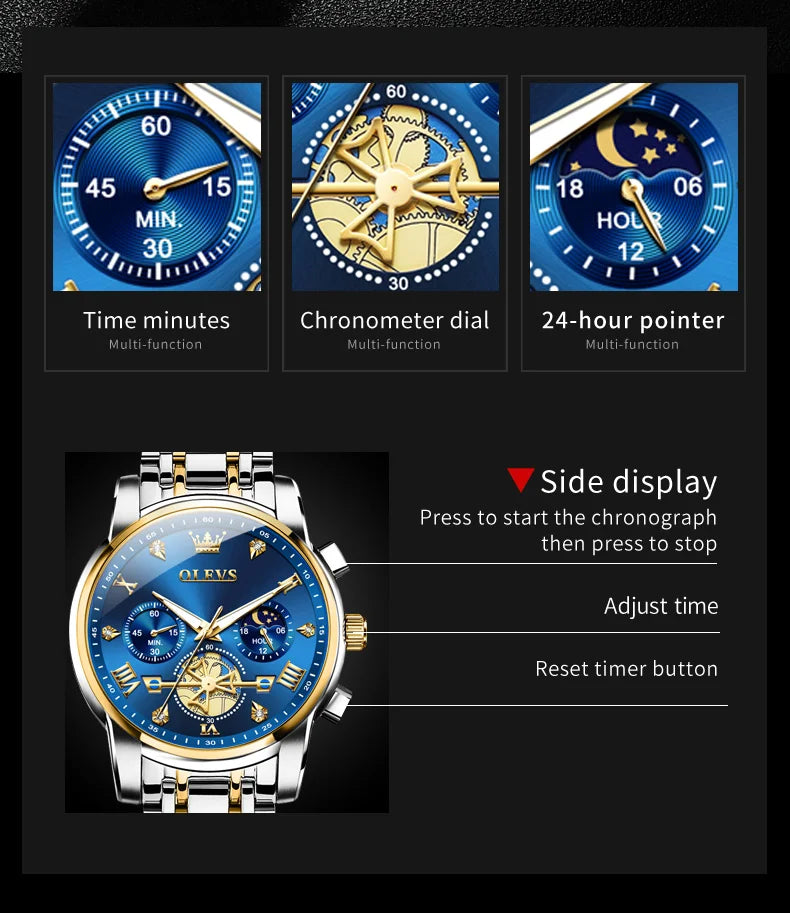 Cartmela 2856 Men’s Quartz Watch – Skeleton Flywheel Chronograph