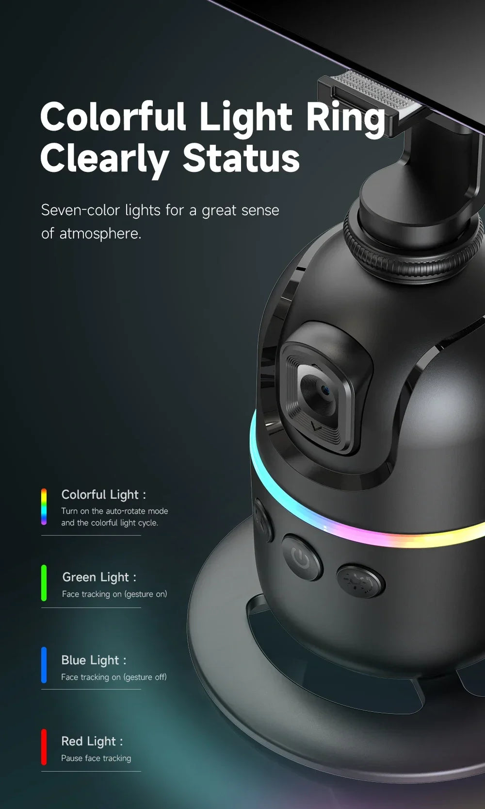 360° Auto Face Tracking Phone Holder with Smart Rotation