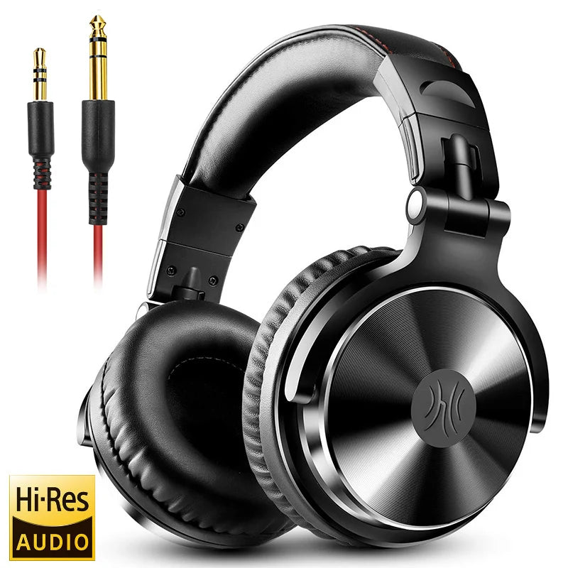 Professional Wired DJ Headphones – Over Ear with Mic & Hi-Res Audio