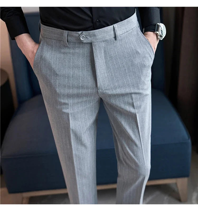 Cartmela Men’s Black Striped Suit Pants
