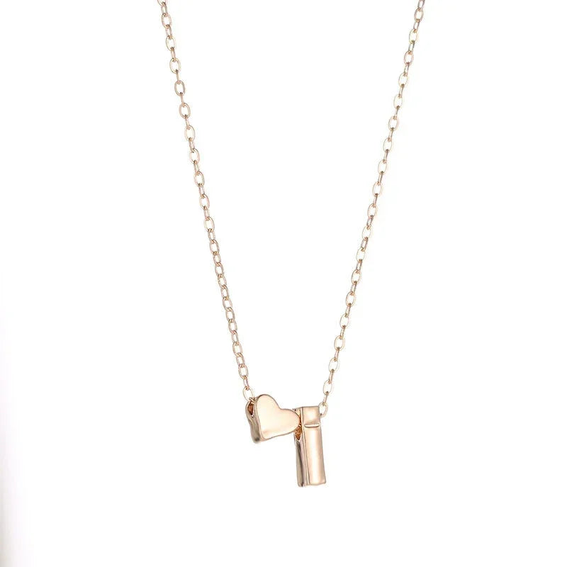 Dainty Initial Necklace with Tiny Heart – Gold & Silver Choker