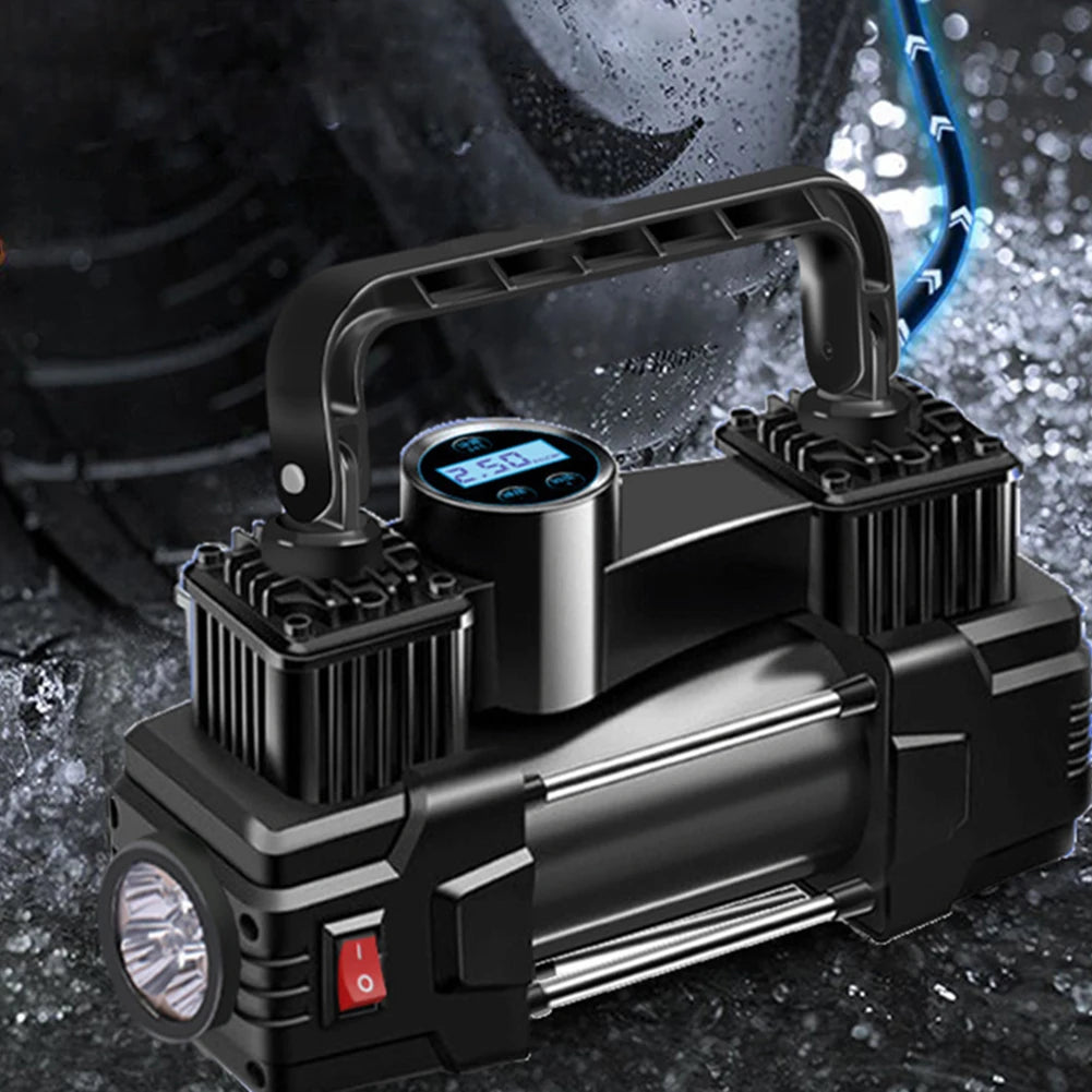 12V 150PSI Dual Cylinder Car Tire Inflator with LED Light