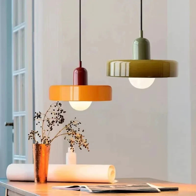Nordic Retro Glass Pendant Lamp – E27 LED Indoor Chandelier