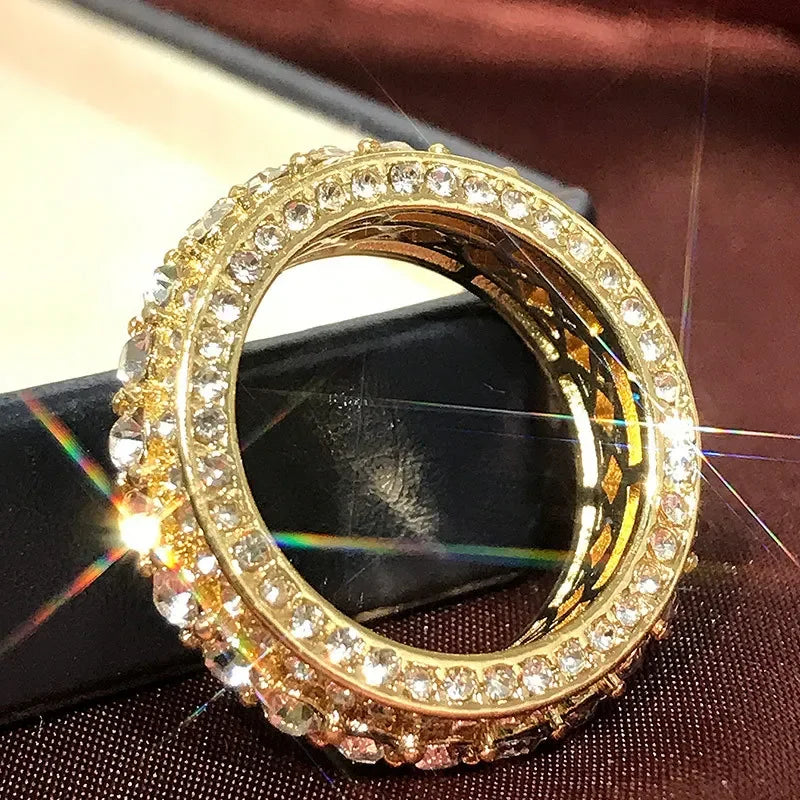 14K Gold Color Full Diamond Round Ring – Wedding & Engagement
