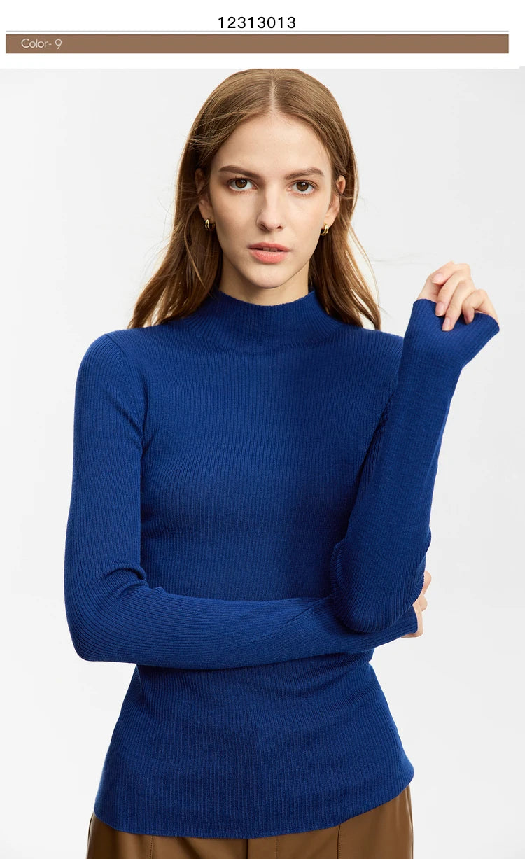 Women’s Slim Fit Turtleneck Sweater – Warm High Elastic Pullover
